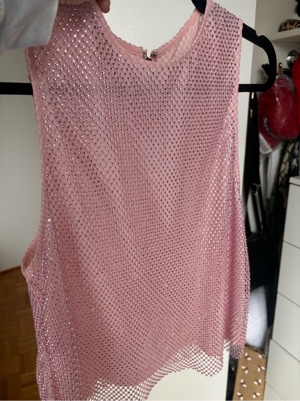 Alice + Olivia Pink Sequin Mesh Tank Top